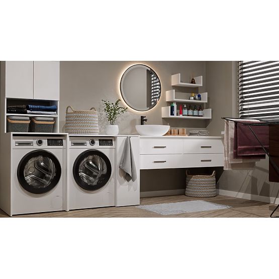 Kopalniška omarica za pralni stroj z vrati POLA NP 1D BELA 2 Police