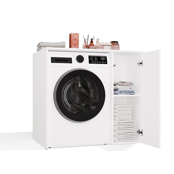 Kopalniška omarica za pralni stroj z vrati POLA NP 1D BELA 2 Police