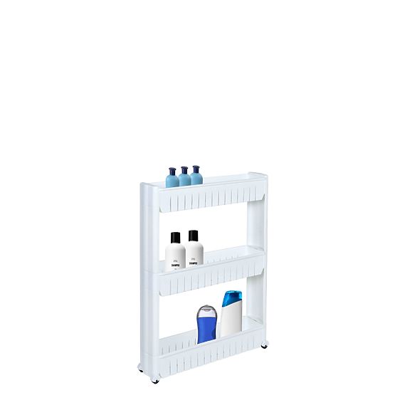 Kopalniške police na kolesih bele 3 nivoji Leira