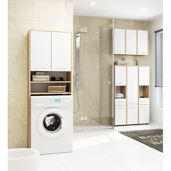 KOPALNIŠKI REGAL FIN STOLP 2D PRALNI STROJ SONOMA - BELA