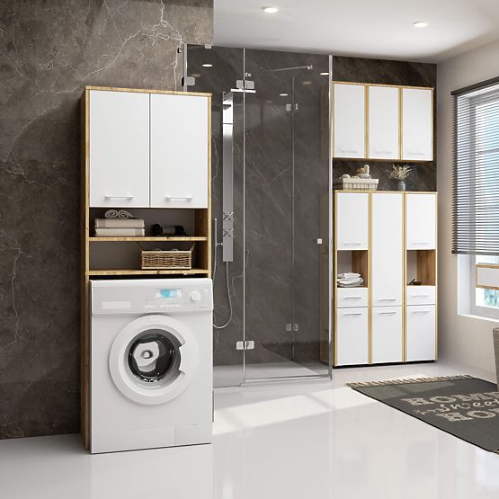 KOPALNIŠKI REGAL FIN STOLPEC 2D PRALNI STROJ ARTISAN - BELA