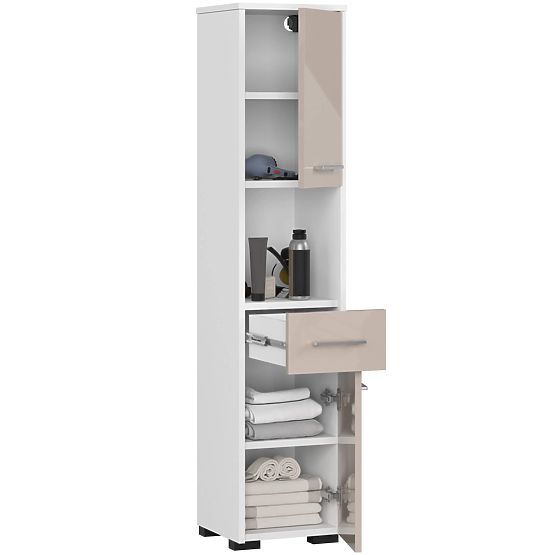 KOPALNIŠKI REGAL FIN STOLPEC 30 2D 1SZ 1W 140cm PK CAPPUCCINO SIJAJ