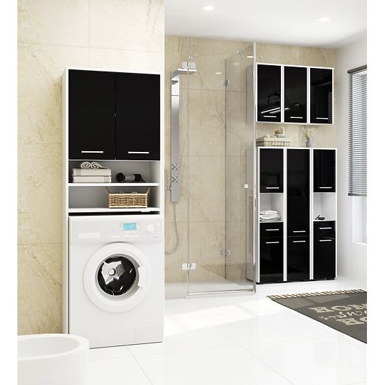 KOPALNIŠKI REGAL FIN STOLPEC 30 2D 1SZ 1W 140cm PK ČRNI SIJAJ