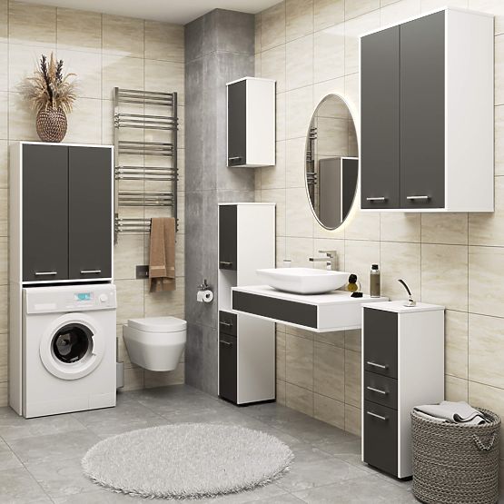 KOPALNIŠKI STOLPEC FIN 180 ZA PRALNI STROJ POLNI 2D - BELA / SIVA