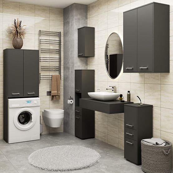 KOPALNIŠKI STOLPEC FIN 180 ZA PRALNI STROJ POLNI 2D - SIVA