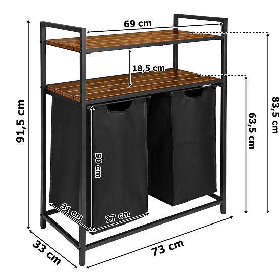 Košara za perilo s policami 2 predelka MIRUN