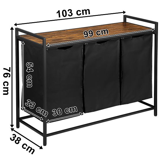 Košara za perilo s polico 3 predelki ARTUS