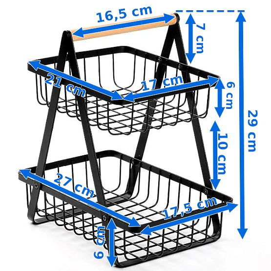 Košara za sadje PULOS 2 nivoja črna