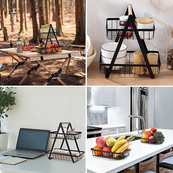 Košara za sadje PULOS 2 nivoja črna