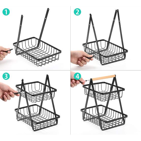 Košara za sadje PULOS 2 nivoja črna