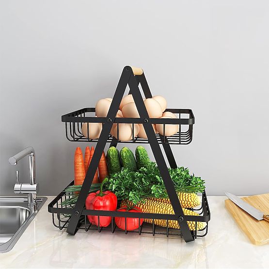 Košara za sadje PULOS 2 nivoja črna