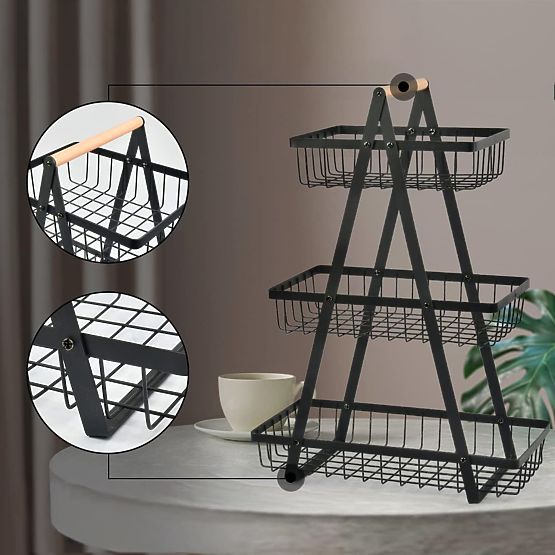 Košara za sadje PULOS 3 nivoji črna