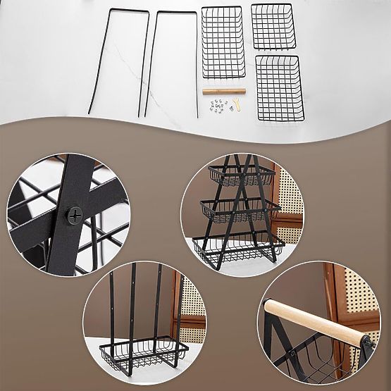 Košara za sadje PULOS 3 nivoji črna