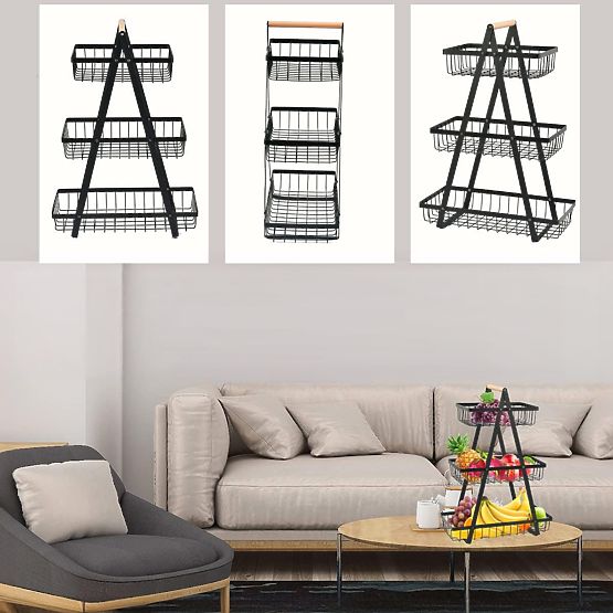 Košara za sadje PULOS 3 nivoji črna