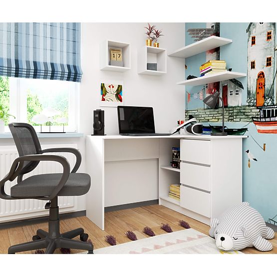 KOTNI MIZA B16 124 cm DESNA 3 PREDALI PK BELA