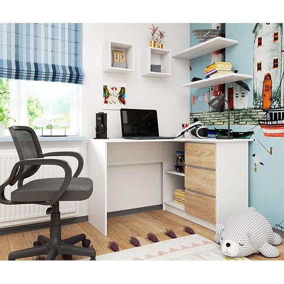 KOTNI MIZA B16 124 cm DESNA 3 PREDALI PK BELA / SONOMA