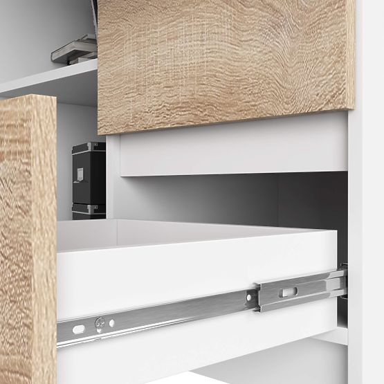 KOTNI MIZA B16 124 cm DESNA 3 PREDALI PK BELA / SONOMA