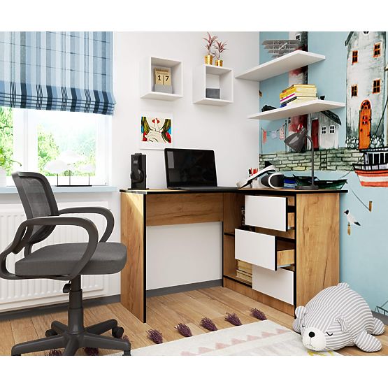 KOTNI PISALNA MIZA B16 CLP DESNI HRAST CRAFT / BELA