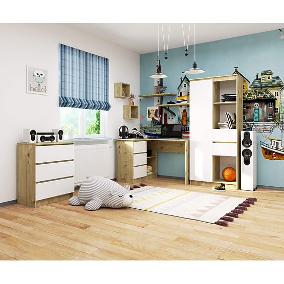 KOTNI PISALNA MIZA B16 CLP LEVA HRAST ARTISAN / BELA