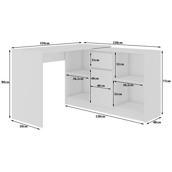 KOTNI PISALNA MIZA - SET B-17 KOMODA IN PISALNA MIZA PK BELA