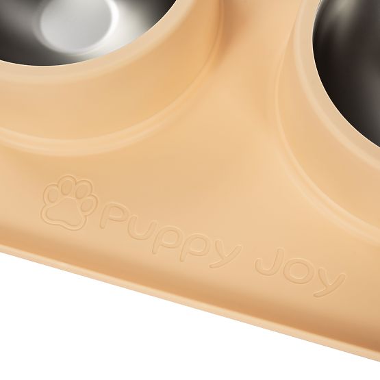 Kovinske Posode za Psa ali Mačko s Proti-drsno Podlogo Bež PJ-089