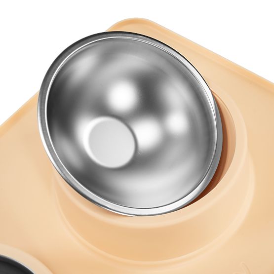 Kovinske Posode za Psa ali Mačko s Proti-drsno Podlogo Bež PJ-089