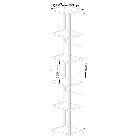 Kovinski loft regal 40 cm - črna-dub sonoma - 6 polic