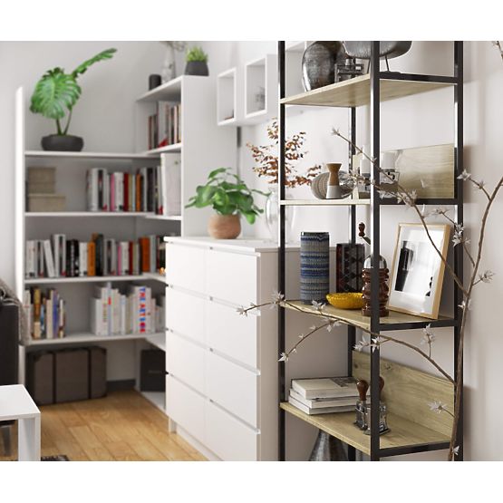 Kovinski loft regal 70 cm - črna-dub artisan - 6 polic