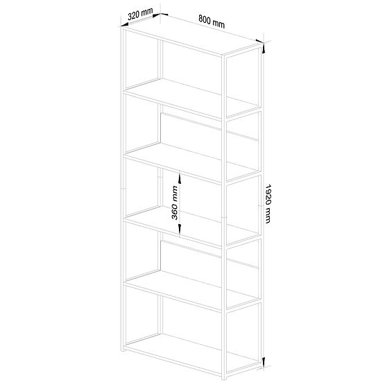 Kovinski loft regal 80 cm - črna-dub sonoma - 6 polic