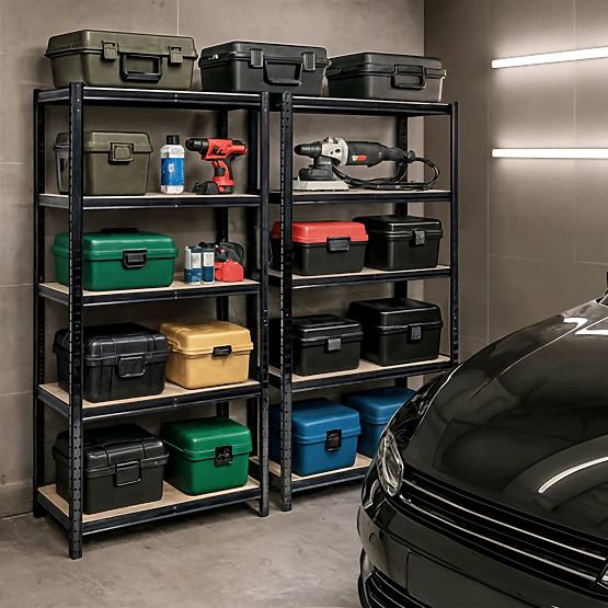 KOVINSKI REGAL 70x30x154 ČRN