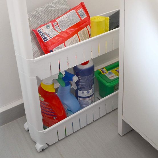 Kuhinjska kopalniška polica bela 4 ravni Osmera