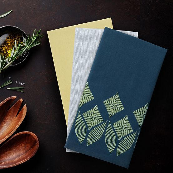 Kuhinjska krpa LETTY rumena s potiskom sodoben motiv klasičen slog 50x70 ameliahome