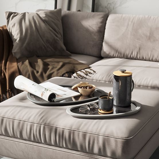 Kuhinjski dodatki nepravilne oblike HUB barva grafitna stil minimalističen umbra