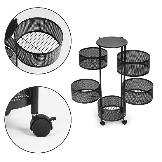 Kuhinjski regal pomočnik organizator vrtljive police 5 nivojev kovina ModernHome