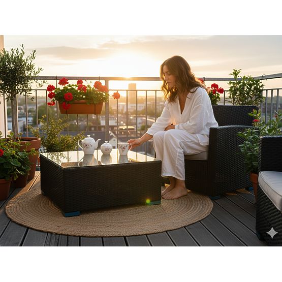 Kvadratna miza iz črnega tehno ratana