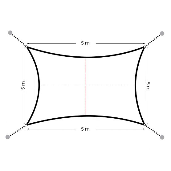 Kvadratno senčno jadro 5x5m vodoodporno ModernHome - sivo