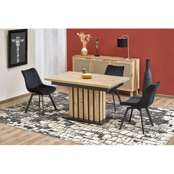 LAMELLO raztegljiva miza 160-210/90 cm hrast artisan/črna