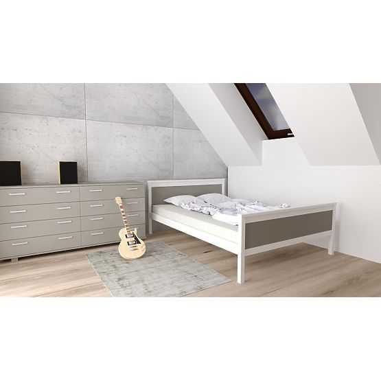 Lesena postelja Ikar 200 x 90 cm - sivo-bela