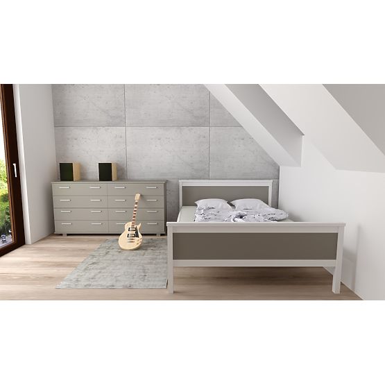 Lesena postelja Ikar 200 x 90 cm - sivo-bela
