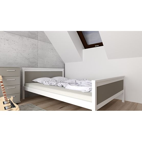 Lesena postelja Ikar 200 x 90 cm - sivo-bela