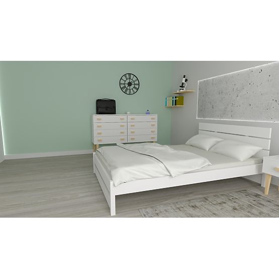 Lesena postelja Max 200 x 90 cm - bela