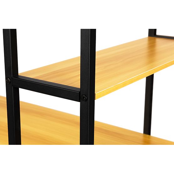 Lesena računalniška miza s policami v loft slogu