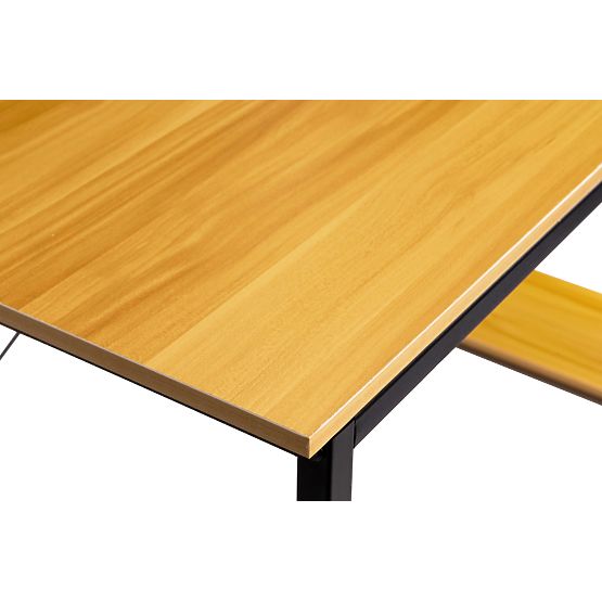 Lesena računalniška miza s policami v loft slogu