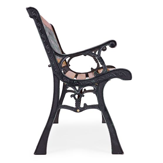 Lesena vrtna klop 126x51 cm z mrežastim naslonjalom in litoželeznimi nogami parkovna MultiGarden