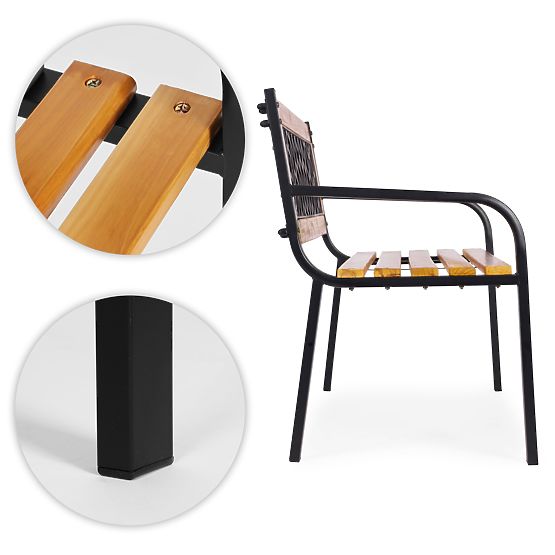 Lesena vrtna klop s mrežastim naslonom 118x52 cm park MultiGarden