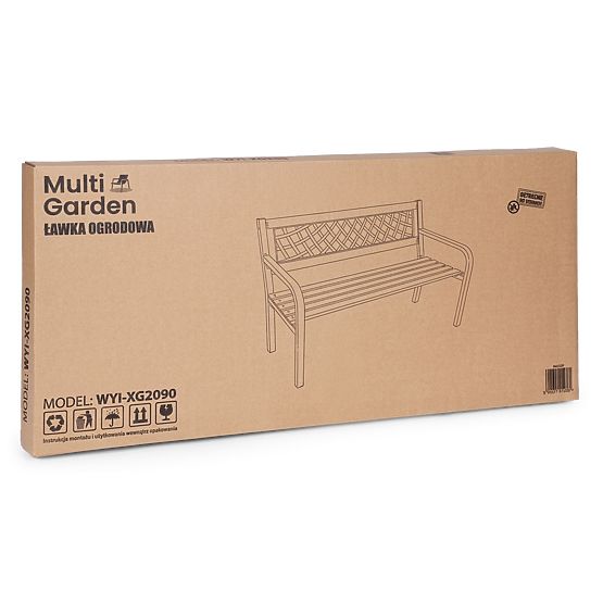 Lesena vrtna klop s mrežastim naslonom 118x52 cm park MultiGarden