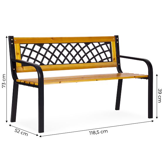Lesena vrtna klop s mrežastim naslonom 118x52 cm park MultiGarden