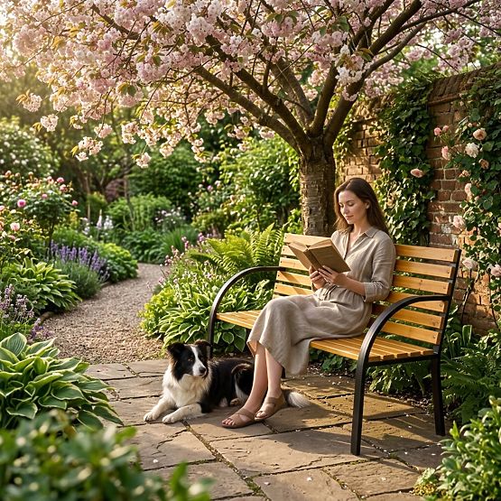 Lesena vrtna klop z naslonjalom 122x57 cm parkovna MultiGarden