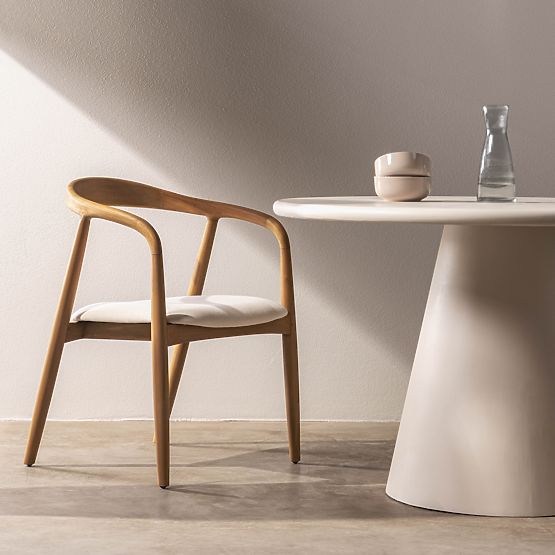 Leseni stol Ludvika, zaobljen, naravni/ecru