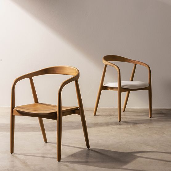 Leseni stol Ludvika, zaobljen, naravni/ecru